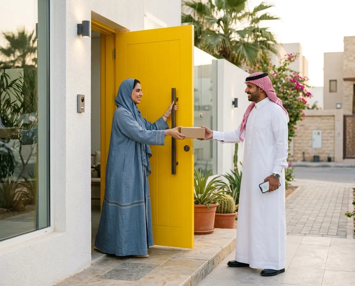 تسليم الطلب عند باب البيت